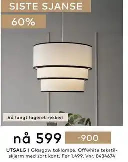 Skeidar Glasgow taklampe tilbud