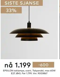 Skeidar EPSILON taklampe tilbud