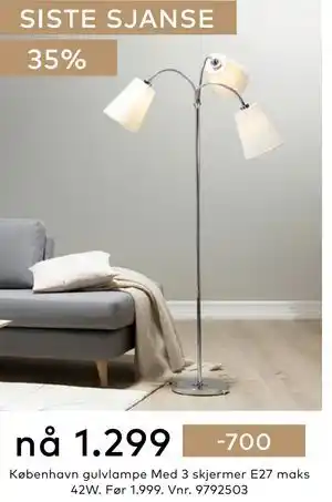 Skeidar København gulvlampe tilbud