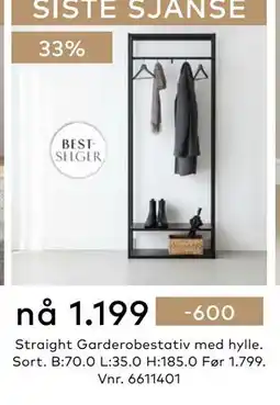 Skeidar Straight Garderobestativ med hylle tilbud