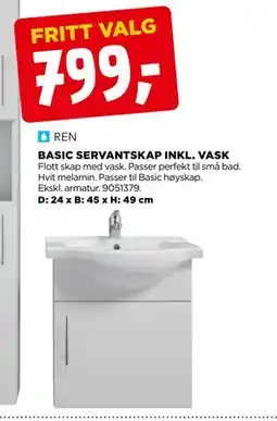 jem & fix BASIC SERVANTSKAP INKL. VASK tilbud