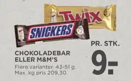 Meny Chokoladebar eller m&m's tilbud
