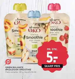 Meny GRØN BALANCE Økologisk smoothie tilbud