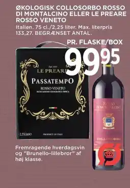 Meny Økologisk collosorbo rosso di montalcino eller le preare rosso veneto tilbud