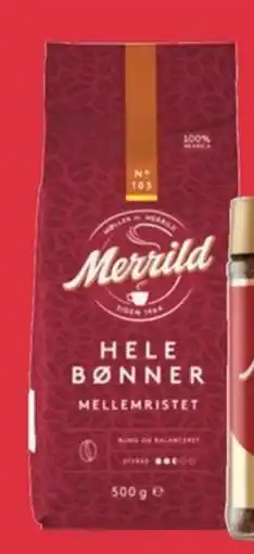 Meny MERRILD Hele bønner tilbud
