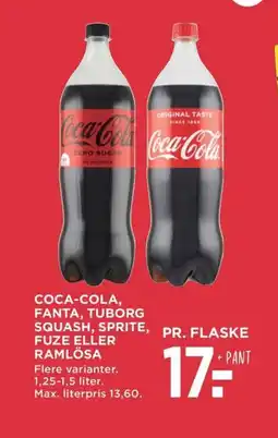 Meny Coca-cola, fanta, tuborg squash, sprite, fuze eller ramlösa tilbud