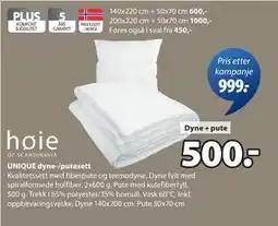 JYSK UNIQUE dyne-/putesett tilbud