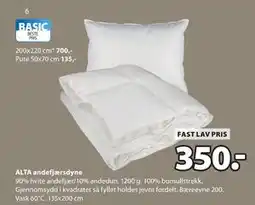 JYSK ALTA andefjærsdyne tilbud