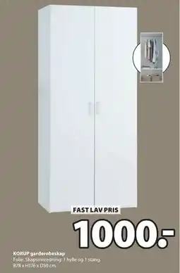 JYSK KORUP garderobeskap tilbud