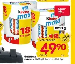 Rusta Kinder Maxi sjokolade, Medlemspris tilbud