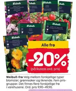 Rusta Alle frø tilbud