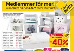 Rusta Smartstore Classic oppbevaringsbokser med hvite klips. Finnes i flere størrelser., Medlemspris tilbud