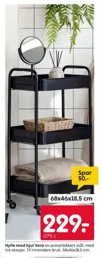 Rusta Hylle med hjul Vera tilbud