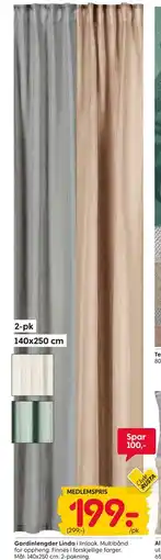 Rusta Gardinlengder Linda, Medlemspris tilbud