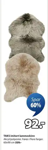 JYSK TAKS imitert lammeskinn tilbud