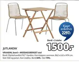 JYSK VRAADAL bord + MIDDAGSBERGET stol tilbud
