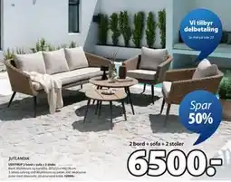 JYSK UDSTRUP 2 bord + sofa + 2 stoler tilbud
