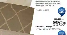 JYSK GYLLENLAKK teppe tilbud
