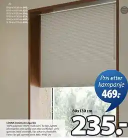 JYSK LOSNA lystett plisségardin tilbud