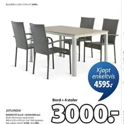 JYSK MARIELYST bord + GUDHJEM stol tilbud
