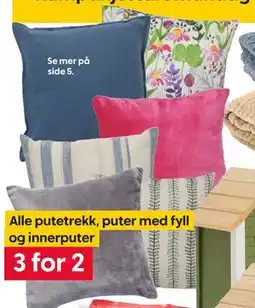 Rusta Alle putetrekk, puter med fyll og innerputer tilbud