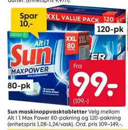 Rusta Sun maskinoppvasktabletter tilbud