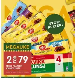 Coop Mega FREIA PLATER/ KVIKK LUNSJ tilbud