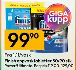 Gigaboks Finish oppvasktabletter 50/90 stk tilbud