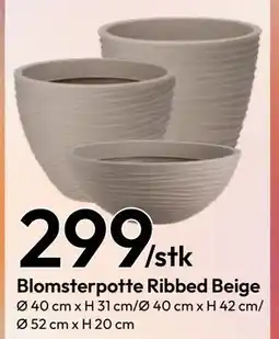 Gigaboks Blomsterpotte Ribbed Beige tilbud