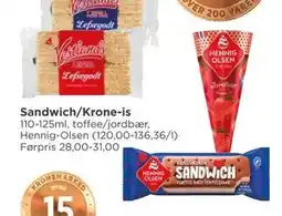 Meny Sandwich/Krone-is tilbud