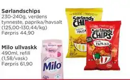 Meny Sørlandschips tilbud