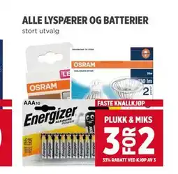 Meny ALLE LYSPÆRER OG BATTERIER tilbud