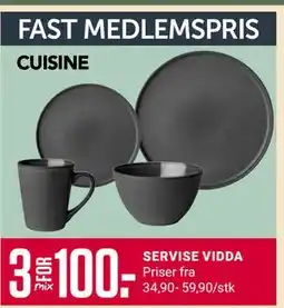 Europris SERVISE VIDDA, Medlemspris tilbud