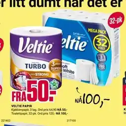Europris VELTIE PAPIR tilbud
