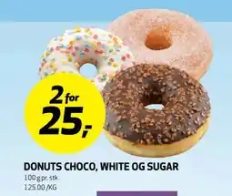 Bunnpris DONUTS CHOCO, WHITE OG SUGAR tilbud