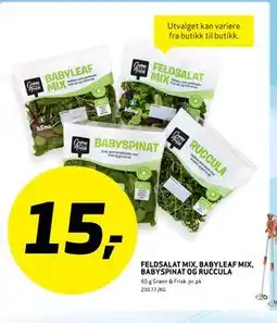Bunnpris FELDSALAT MIX, BABYLEAF MIX, BABYSPINAT OG RUCCULA tilbud