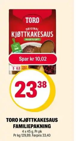 Coop Extra Toro kjøttkakesaus familiepakning tilbud