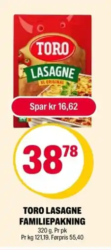 Coop Extra Toro lasagne familiepakning tilbud