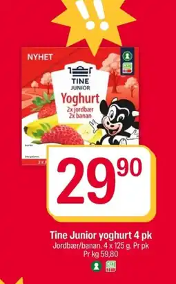 Coop Extra Tine Junior yoghurt 4 pk tilbud