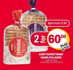 Coop Extra Coop favorittbrød havre/fullkorn tilbud