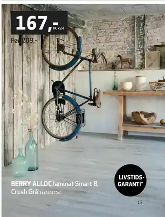Flisekompaniet Berry alloc laminat Smart 8 Crush Grå tilbud