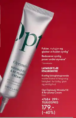 Oriflame Opt Optimals Wrinkle Fill & Re-plump Cream tilbud