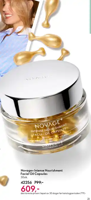 Oriflame Novage+ Intense Nourishment Facial Oil Capsules tilbud