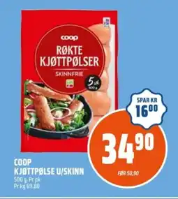 Coop Obs Coop kjøttpølse u/skinn tilbud