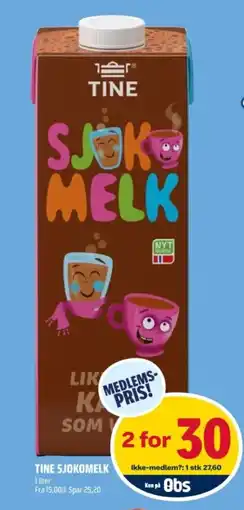 Coop Obs Tine sjokomelk tilbud