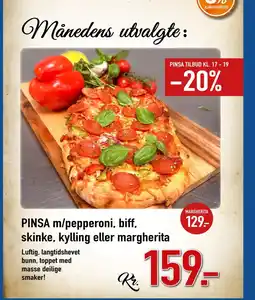 Coop Obs PINSA m/pepperoni, biff, skinke, kylling eller margherita tilbud