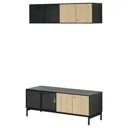 IKEA Boastad Tv-møbel, kombinasjon, svart/eikefiner, 121x42 cm tilbud