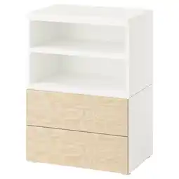 IKEA Platsa Nattbord, hvit/kalbåden livlig furumønster, 60x42x83 cm tilbud