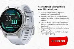 Clas Ohlson Garmin fēnix 8 treningsklokke med GPS hvit, 43 mm tilbud