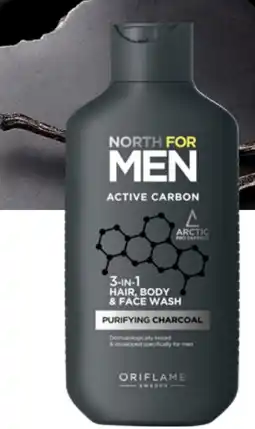 Oriflame North For Men Active Carbon 3-in-1 Hair, Body & Face Wash tilbud